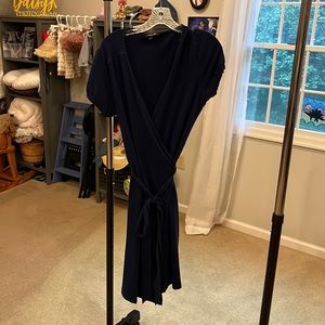Lands End navy wrap dress